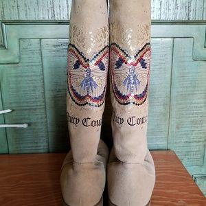 JUICY COUTURE RARE BUTTERFLY WINTER WARM BOOTS 7